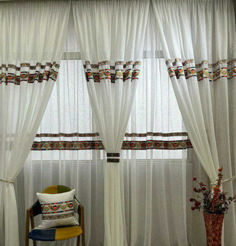 Ethiopian Traditional Curtain With 6 Sofa Pillow Cases Included FREE SHIPPING