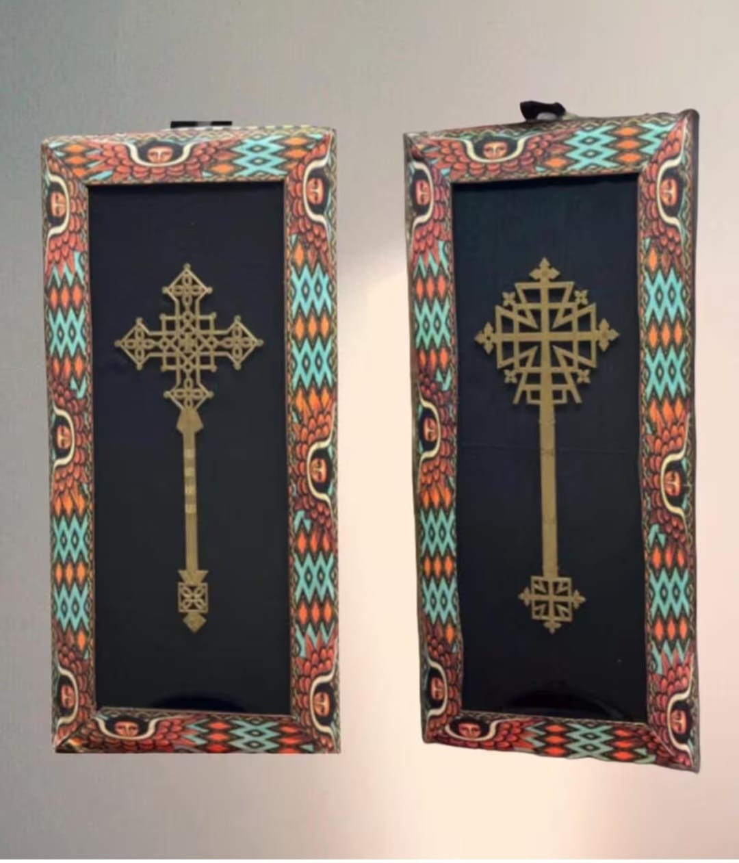 Vintage Ethiopian Cross Professionally Framed With Art FREE SHIPPING