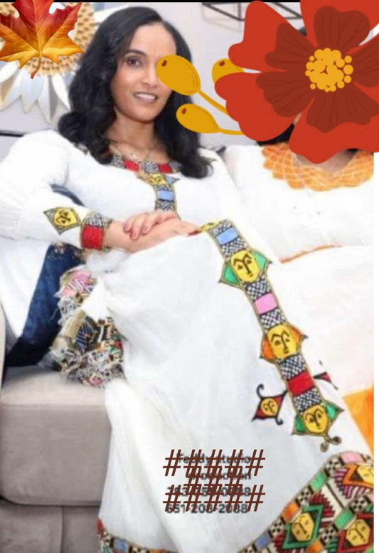 Ethiopian Arat Arbe Traditional Dress                                             FREE SHIPPING