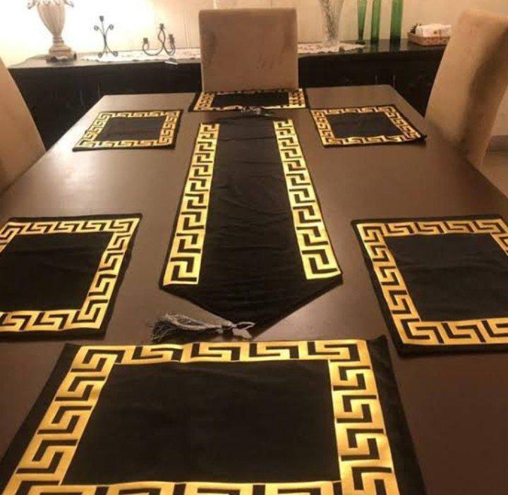 Ethiopian Traditional Table Runner, Table Mats, And Cushion Cases For 8 Sitters                  FREE SHIPPING