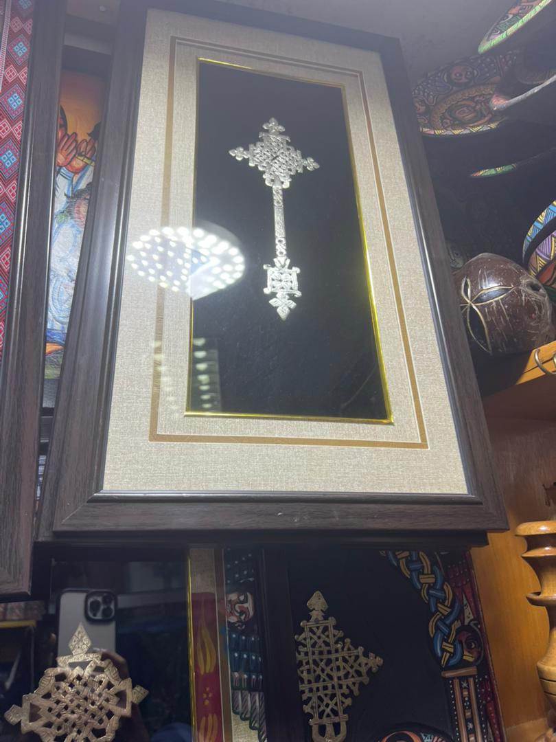 Vintage Ethiopian  Cross Professionally Framed With Art       FREE SHIPPING