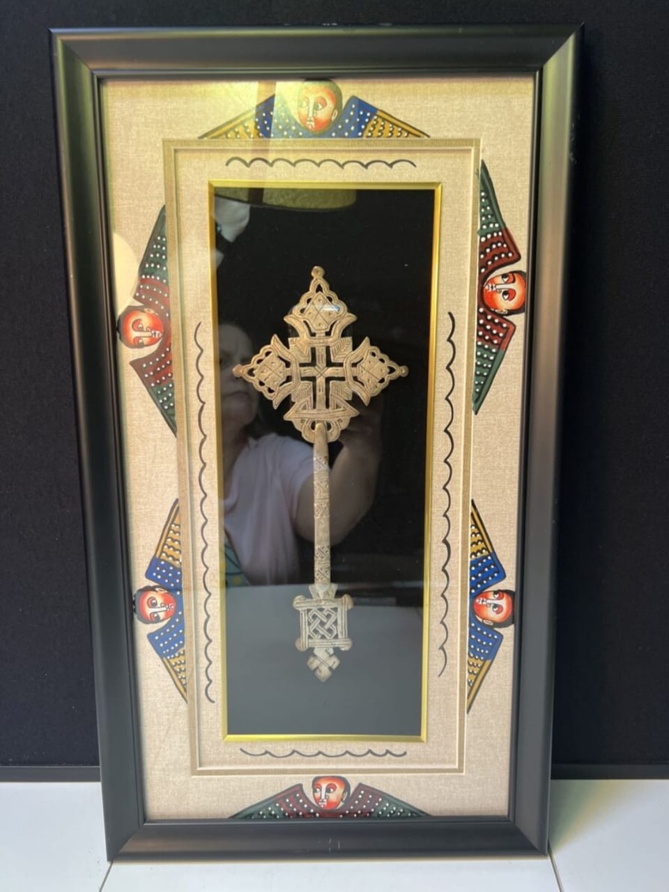 Vintage Ethiopian  Cross Professionally Framed With Art       FREE SHIPPING