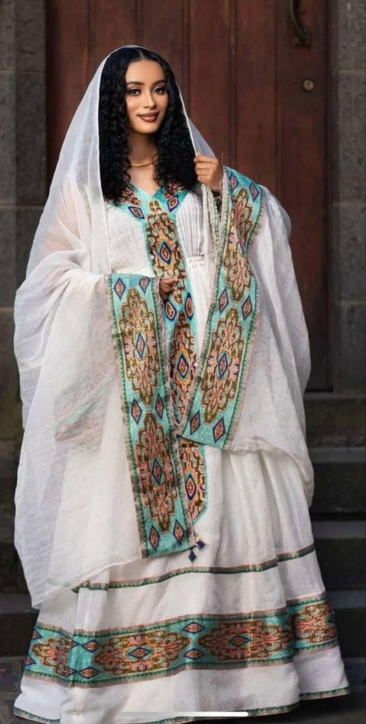 Ethiopian Traditiona Women Dress.      FREE SHIPPING